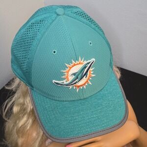 Miami Dolphins Team Issued Hat Aqua Gray Trim NFL Logo Cap Fan Gear Small/Medium
